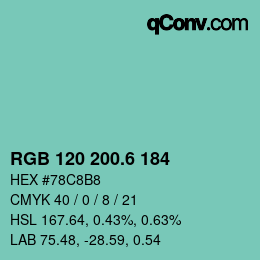 カラーコード: RGB 120 200.6 184 | qconv.com