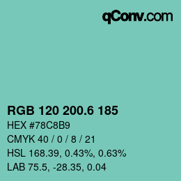カラーコード: RGB 120 200.6 185 | qconv.com