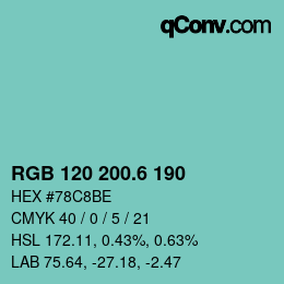 カラーコード: RGB 120 200.6 190 | qconv.com