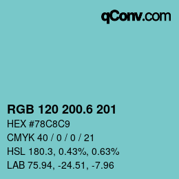 カラーコード: RGB 120 200.6 201 | qconv.com