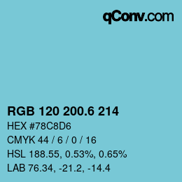 カラーコード: RGB 120 200.6 214 | qconv.com