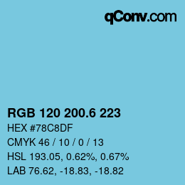 カラーコード: RGB 120 200.6 223 | qconv.com