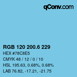 カラーコード: RGB 120 200.6 229 | qconv.com