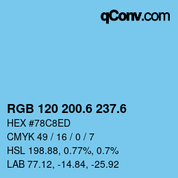 カラーコード: RGB 120 200.6 237.6 | qconv.com