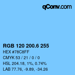 カラーコード: RGB 120 200.6 255 | qconv.com