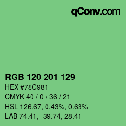 カラーコード: RGB 120 201 129 | qconv.com