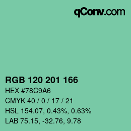 カラーコード: RGB 120 201 166 | qconv.com
