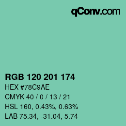 Color code: RGB 120 201 174 | qconv.com