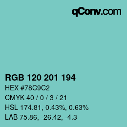 Color code: RGB 120 201 194 | qconv.com