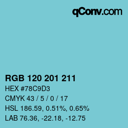 Color code: RGB 120 201 211 | qconv.com