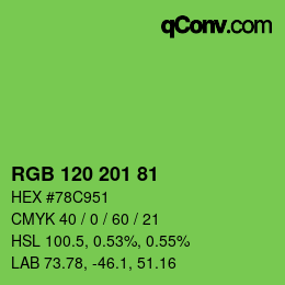 Color code: RGB 120 201 81 | qconv.com