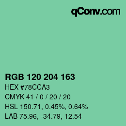 Color code: RGB 120 204 163 | qconv.com