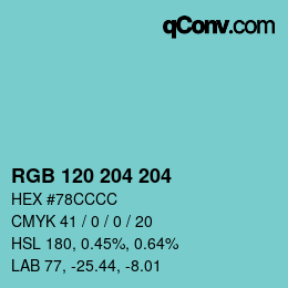 Color code: RGB 120 204 204 | qconv.com