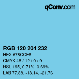 Color code: RGB 120 204 232 | qconv.com
