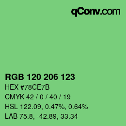 Color code: RGB 120 206 123 | qconv.com