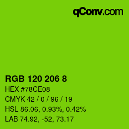 カラーコード: RGB 120 206 8 | qconv.com