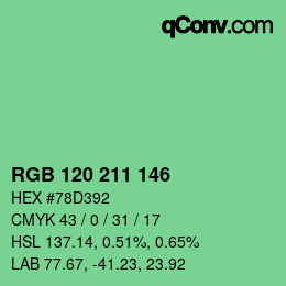 カラーコード: RGB 120 211 146 | qconv.com