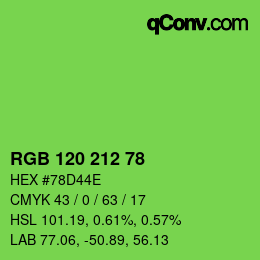 カラーコード: RGB 120 212 78 | qconv.com