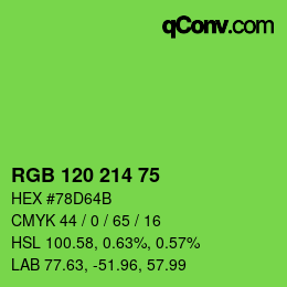 颜色代码: RGB 120 214 75 | qconv.com