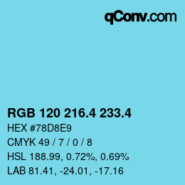 カラーコード: RGB 120 216.4 233.4 | qconv.com