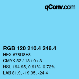 カラーコード: RGB 120 216.4 248.4 | qconv.com