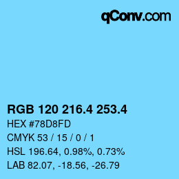 カラーコード: RGB 120 216.4 253.4 | qconv.com