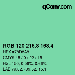 カラーコード: RGB 120 216.8 168.4 | qconv.com