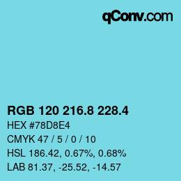 カラーコード: RGB 120 216.8 228.4 | qconv.com