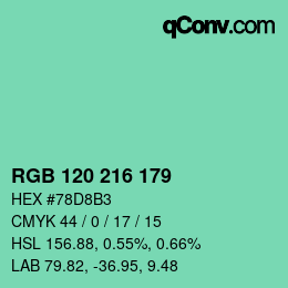 Color code: RGB 120 216 179 | qconv.com