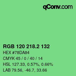 カラーコード: RGB 120 218.2 132 | qconv.com