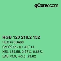 カラーコード: RGB 120 218.2 152 | qconv.com