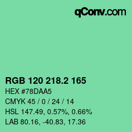 カラーコード: RGB 120 218.2 165 | qconv.com
