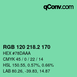 カラーコード: RGB 120 218.2 170 | qconv.com