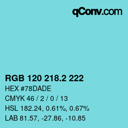 カラーコード: RGB 120 218.2 222 | qconv.com