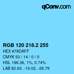 カラーコード: RGB 120 218.2 255 | qconv.com