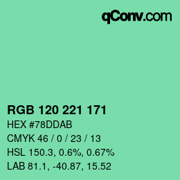 カラーコード: RGB 120 221 171 | qconv.com