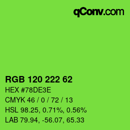 カラーコード: RGB 120 222 62 | qconv.com