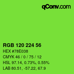 Color code: RGB 120 224 56 | qconv.com