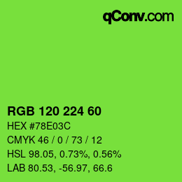 カラーコード: RGB 120 224 60 | qconv.com