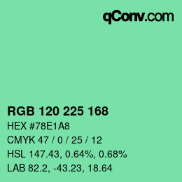 カラーコード: RGB 120 225 168 | qconv.com
