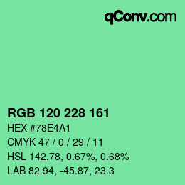 Code couleur: RGB 120 228 161 | qconv.com