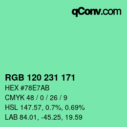 カラーコード: RGB 120 231 171 | qconv.com