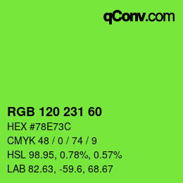 颜色代码: RGB 120 231 60 | qconv.com