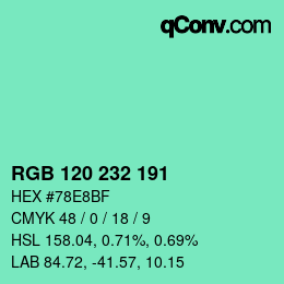 Color code: RGB 120 232 191 | qconv.com