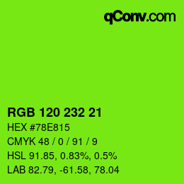 Color code: RGB 120 232 21 | qconv.com