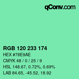Color code: RGB 120 233 174 | qconv.com