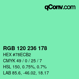 カラーコード: RGB 120 236 178 | qconv.com