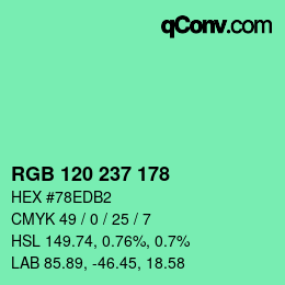 Color code: RGB 120 237 178 | qconv.com