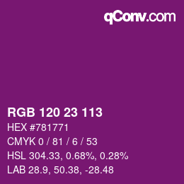 Color code: RGB 120 23 113 | qconv.com