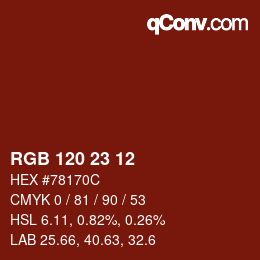 Color code: RGB 120 23 12 | qconv.com